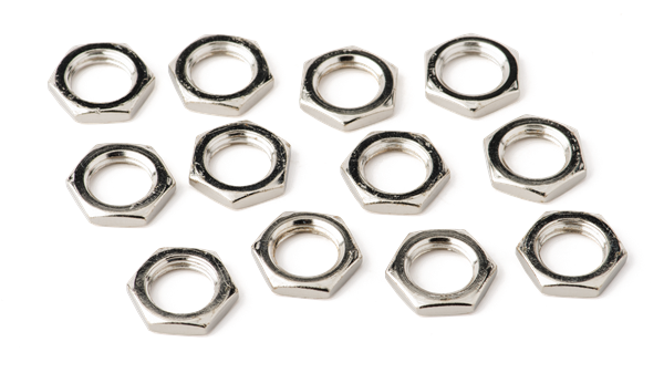 Amplifier Jack Nuts, Hex 7/16" 20 X 1/8", Nickel (pack of 12)