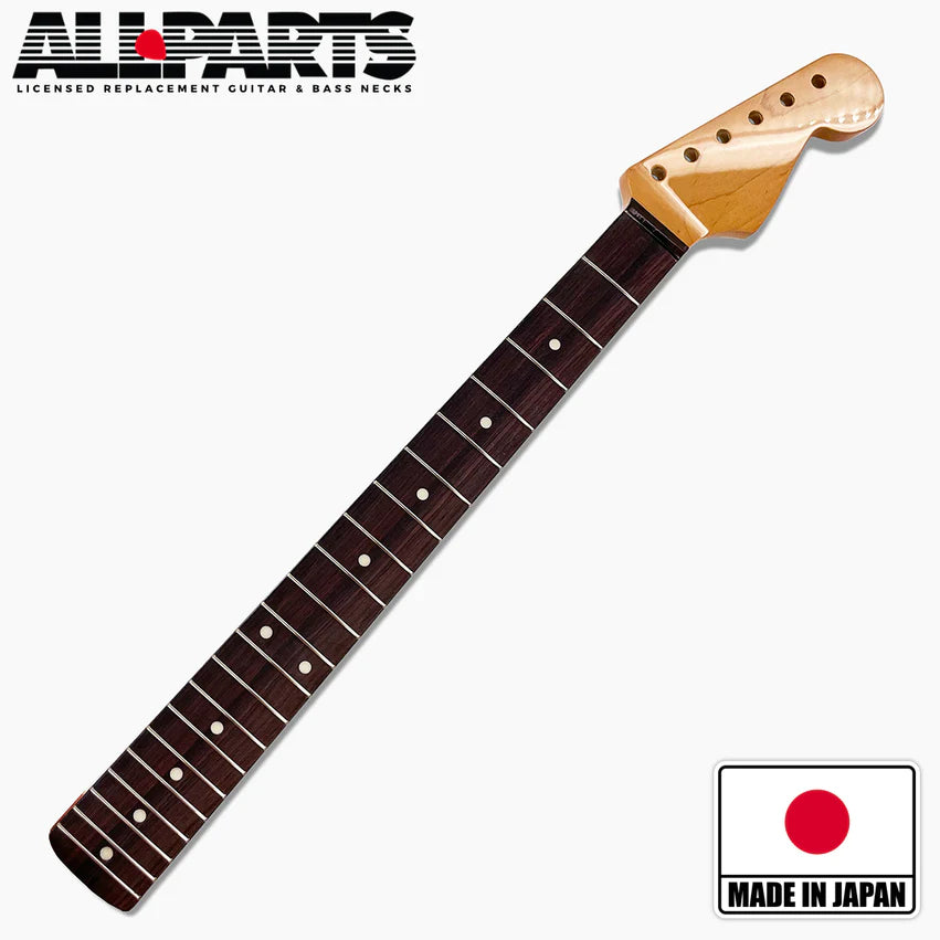 Replacement Rosewood Neck for Strat, with Nitro Finish Topcoat, 21 Tall Frets