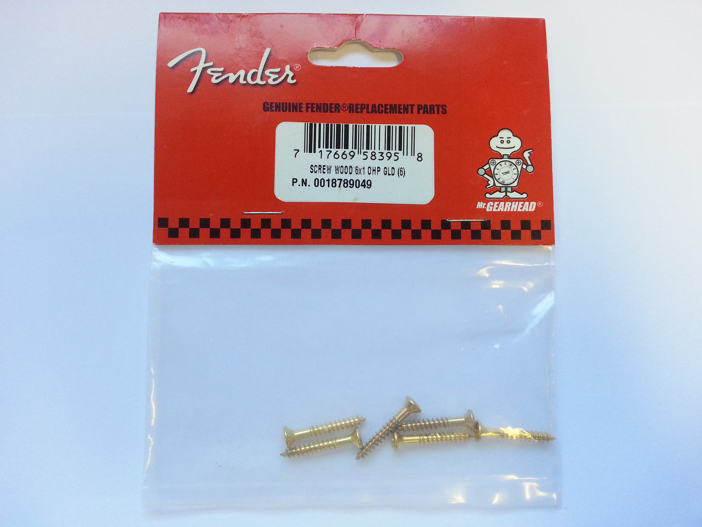 Bridge Mounting Screws for Strat/ Tele/ P Bass/ J Bass, Gold - #6 x 1inch OHP - Genuine Fender®