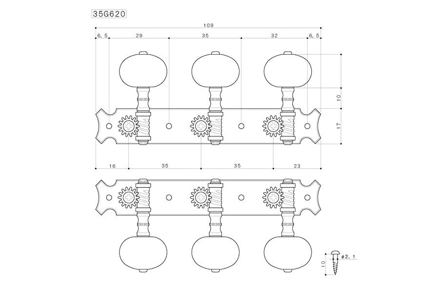 Gotoh classical tuning keys w white plastic buttons