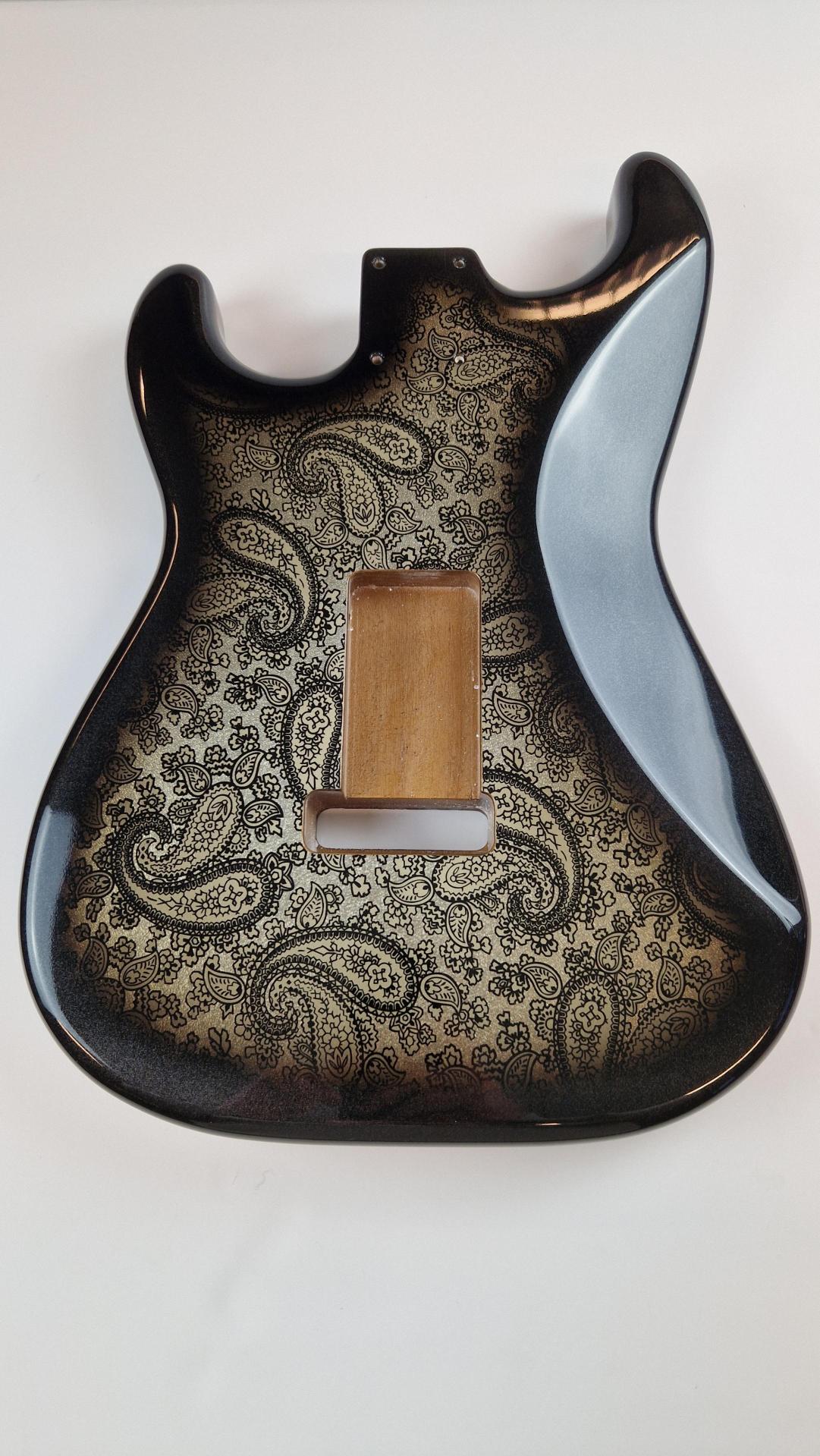 Strat Replacement Body with Polyurethane Finish - Black Paisley