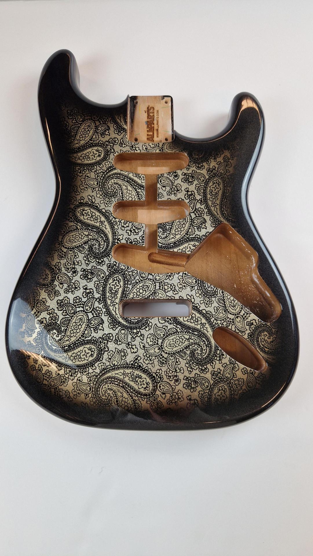 Strat Replacement Body with Polyurethane Finish - Black Paisley