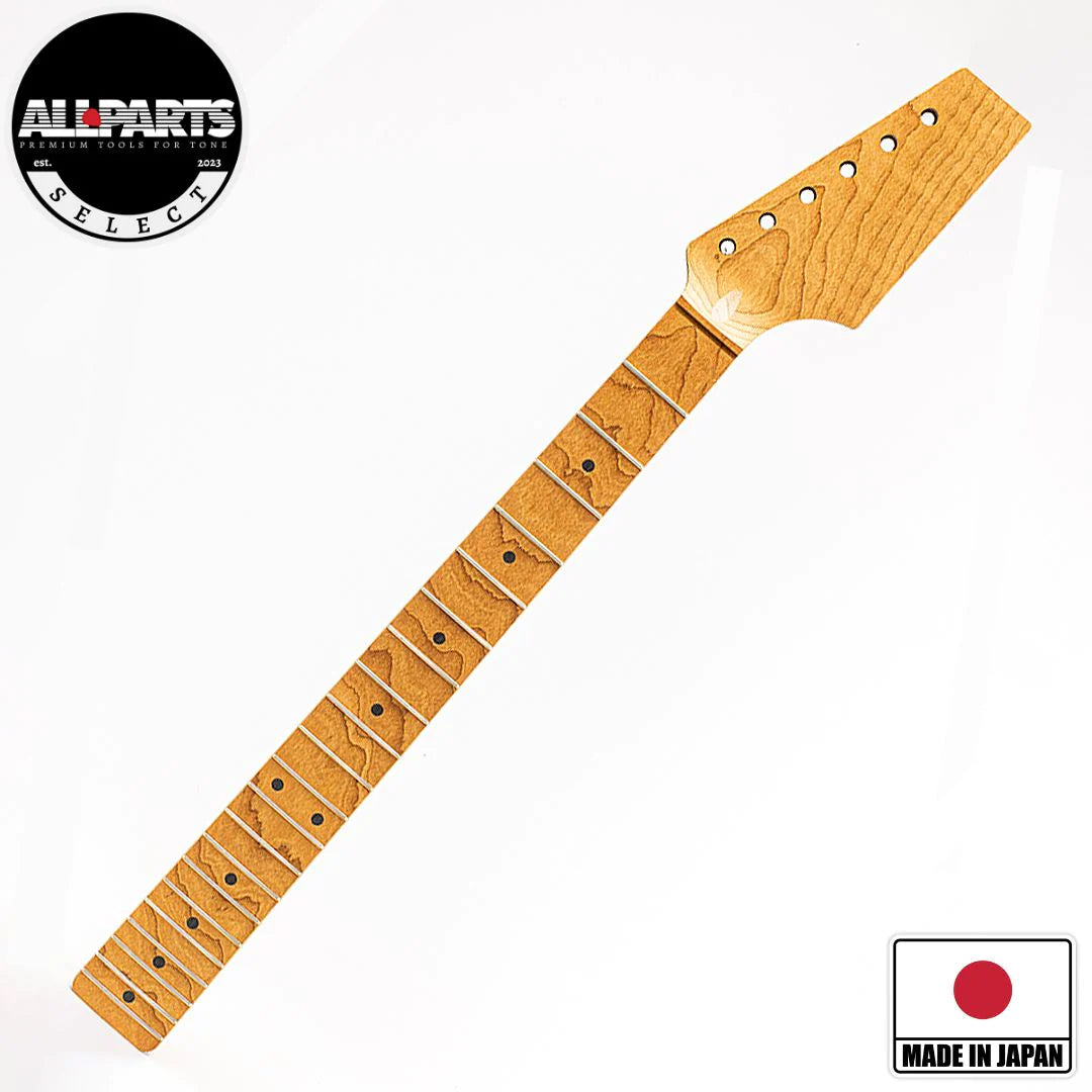 Allparts Select Half Paddle AAA+ Roasted Flame Maple "VIN-MOD" Neck  - Unfinished