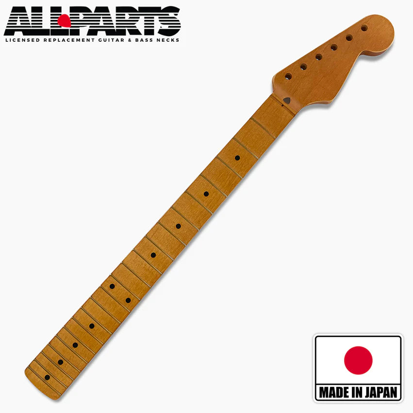 Replacement Satin Finish Neck for Strat, Solid maple, 21 tall frets, 10 inch radius, Aged-Look