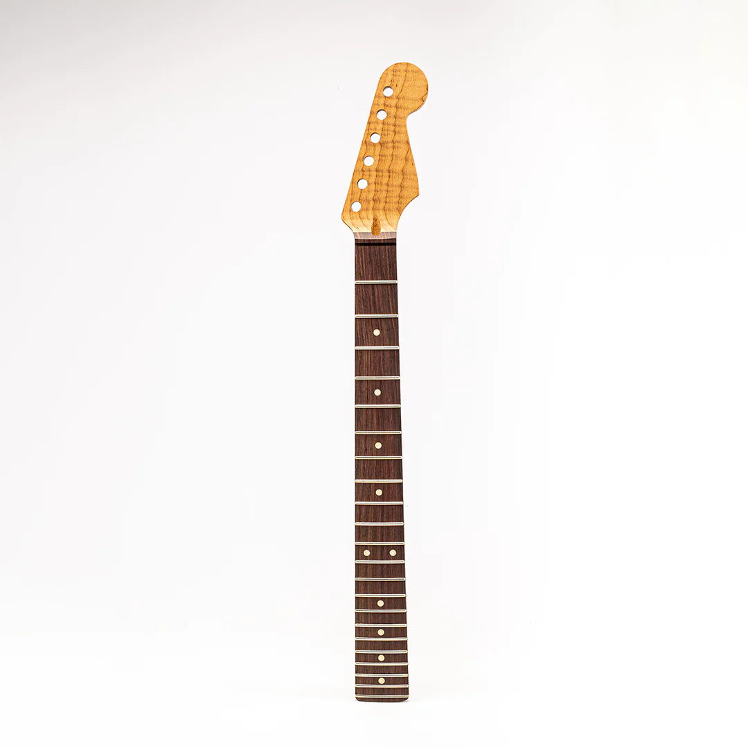 Allparts Select "Licensed by Fender®" AAA+ Roasted Flame Maple "Ultra-MOD" Replacement Neck for Stratocaster® - Unfinished - 12"-16" Compound Radius Rosewood Fretboard