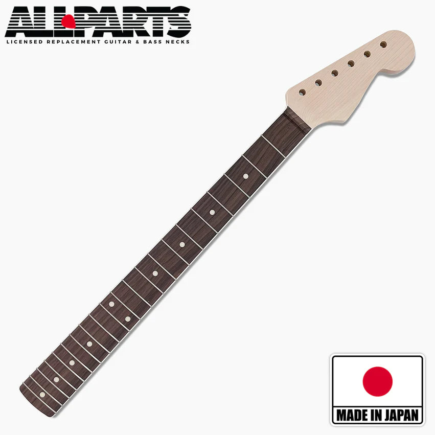 Replacement Rosewood Neck for Strat, No Finish, 21 frets with Binding