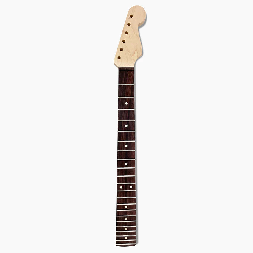 Replacement Rosewood Neck for Strat, No Finish, 22 Frets, Wide Nut