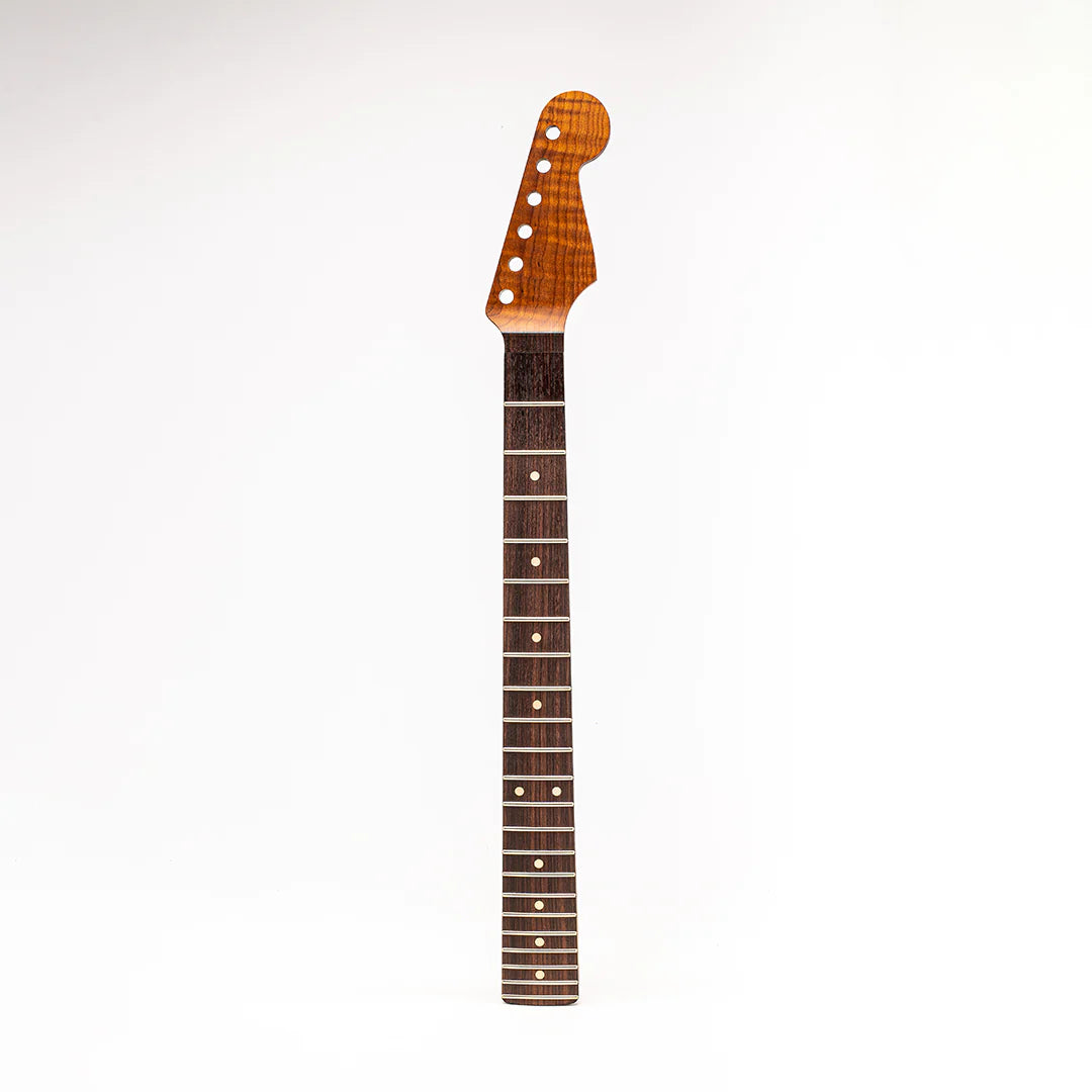 Allparts Select "Licensed by Fender®" AAA+ Roasted Flame Maple "VIN-MOD" Replacement Neck for Stratocaster® - Thin Poly Finish - 12" Radius Rosewood Fretboard - Floyd Nut Slot