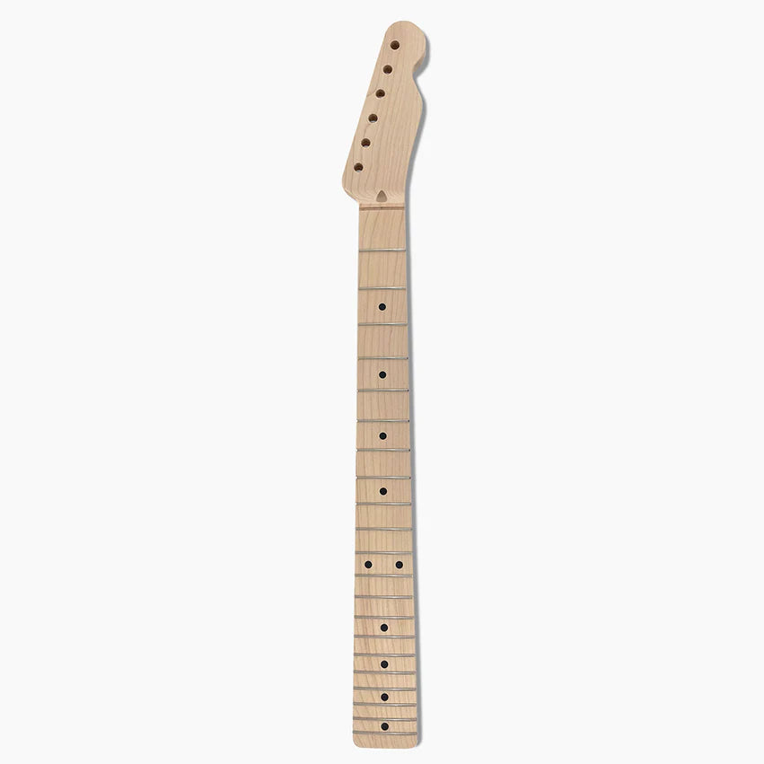Replacement Neck for Tele, Solid Maple, No Finish, 10 Inch Radius, 21 Frets