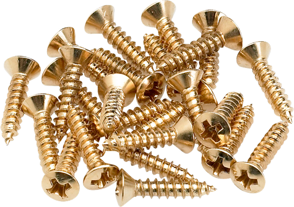 Fender Pickguard and Control Plate Mounting Screws (24), Gold