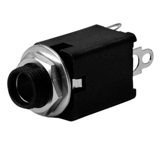 Amp jack socket - 2 conductor enclosed 1/4" panel mount phone - insulated bushing