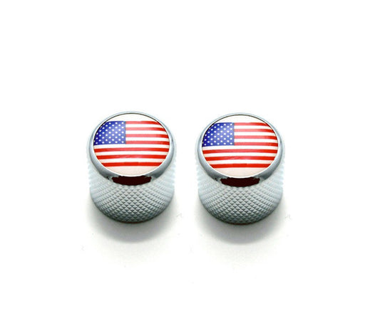 Dome knobs with US flag - fits split shaft pots