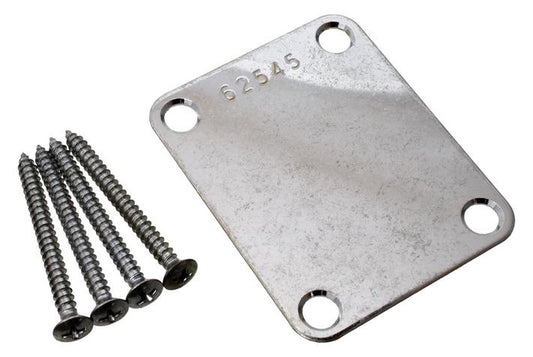 4 Hole Neckplate with Serial Number for Guitar or Bass - Aged Chrome