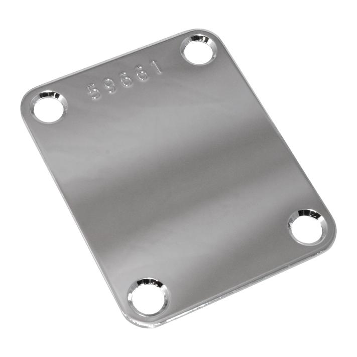 4 Hole Neckplate with Serial Number for Guitar or Bass, Chrome