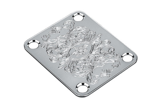 Gotoh Engraved Steel Neckplate for Guitar or Bass, Chrome