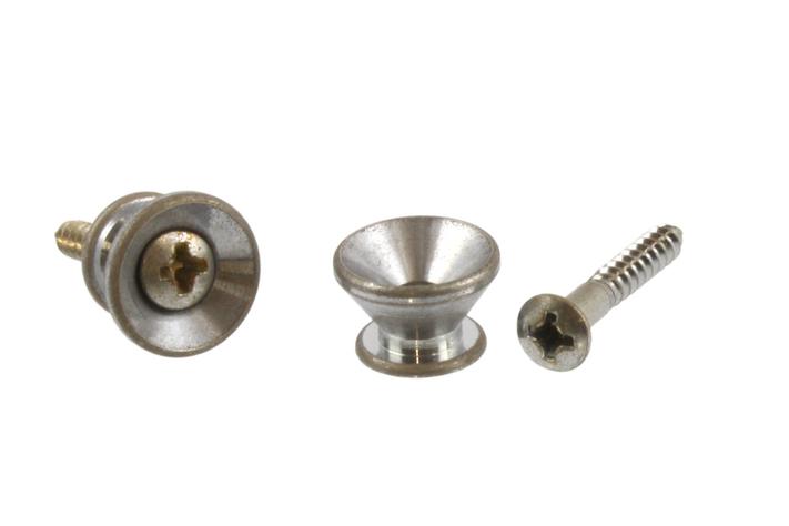 Strap Buttons with Screws, Aged Chrome