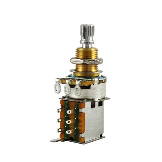 250K Push/Push Potentiometer, Audio (Log) Taper, Split Knurled Shaft