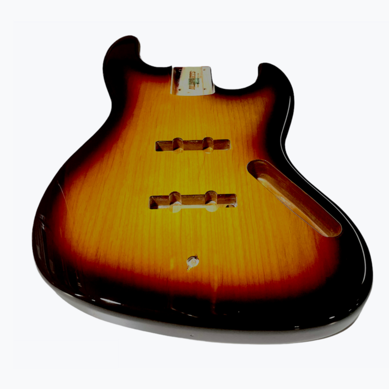 Jazz Bass Replacement Body with Polyurethane Finish - 3 tone sunburst