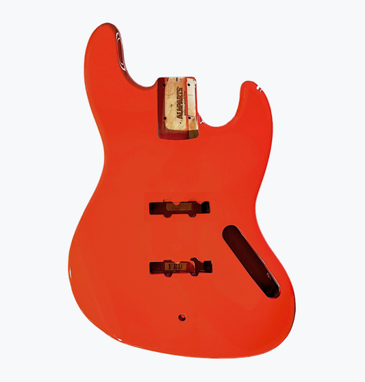 Jazz Bass Replacement Body with Polyurethane Finish - Fiesta Red