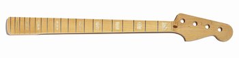 Jazz Bass Replacement Neck, Finished Maple, With Binding & Block Inlays