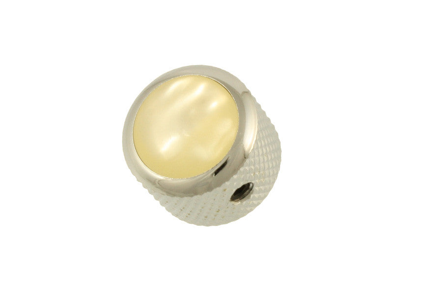 Dome metal knob w white pearl acrylic inlay