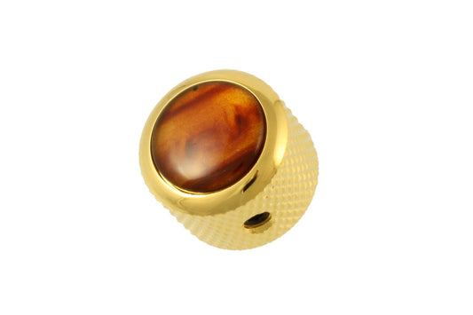 Dome metal knob w tortoise acrylic inlay
