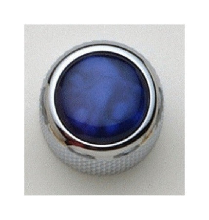 Dome metal knob w blue pearl acrylic inlay