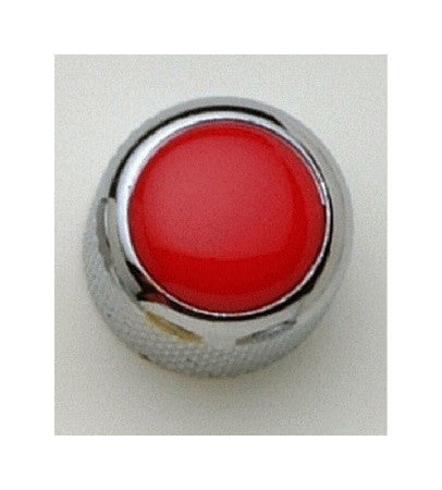 Dome metal knob w red acrylic inlay