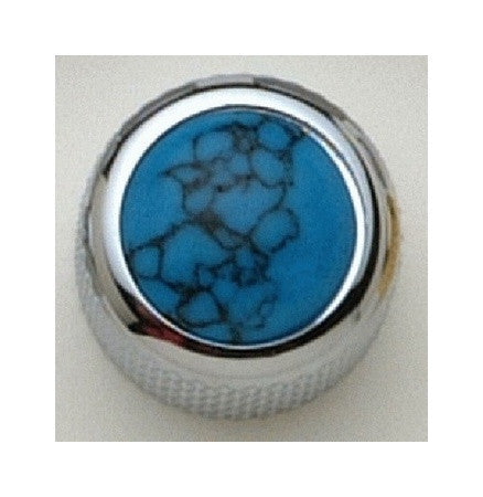 Dome metal knob w turquoise inlay