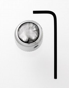 Dome metal knob w black pearl acrylic inlay