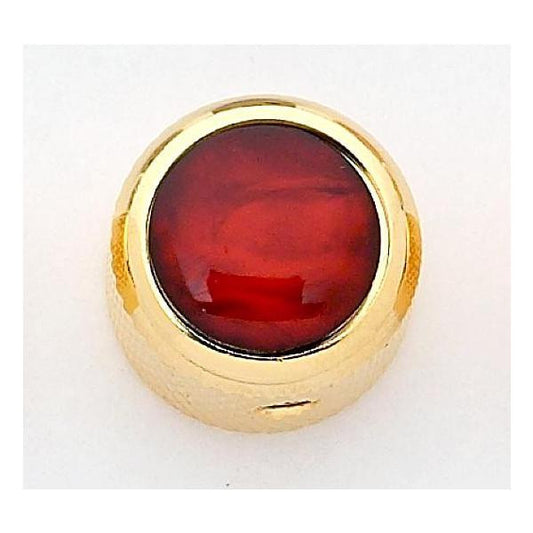 Dome metal knob w red pearl acrylic inlay