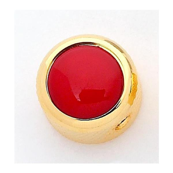 Dome metal knob w red acrylic inlay