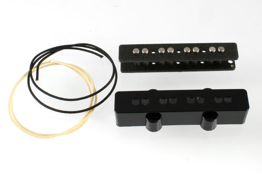 Pickup kit - J.Bass® bridge - flat work with Alnico V magnets installed, black plastic cover, cloth covered wire