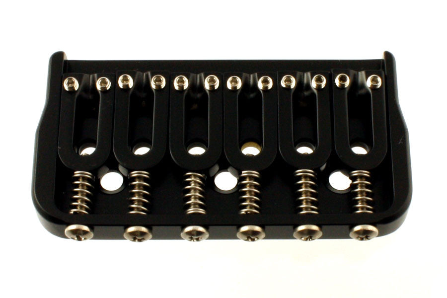 Guitar bridge - Hipshot non-tremolo bridge w rounded steel saddles 2-1/16 inch (52.4mm) string spacing