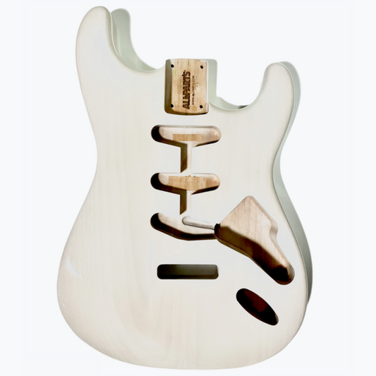 Strat Replacement Body, Alder with Polyurethane Finish - See Through White