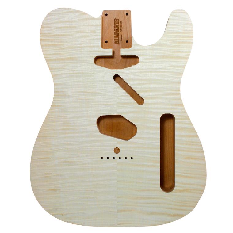 Telecaster Replacement Body, Unfinished in Alder with AAA Flame Maple Top