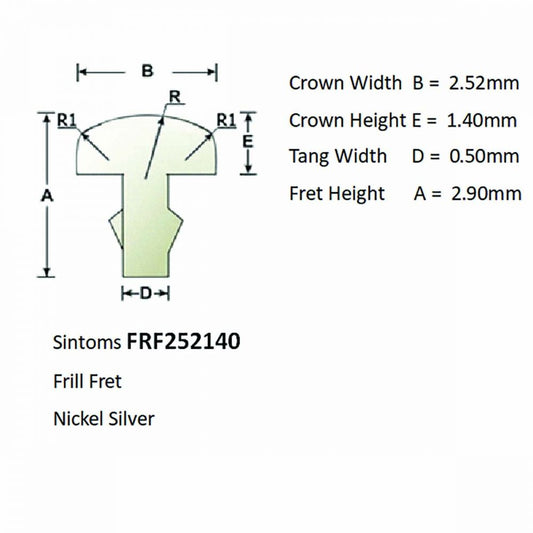 Sintoms Frill Profile Fret Wire 2.5mm, Set of 12 curved pieces